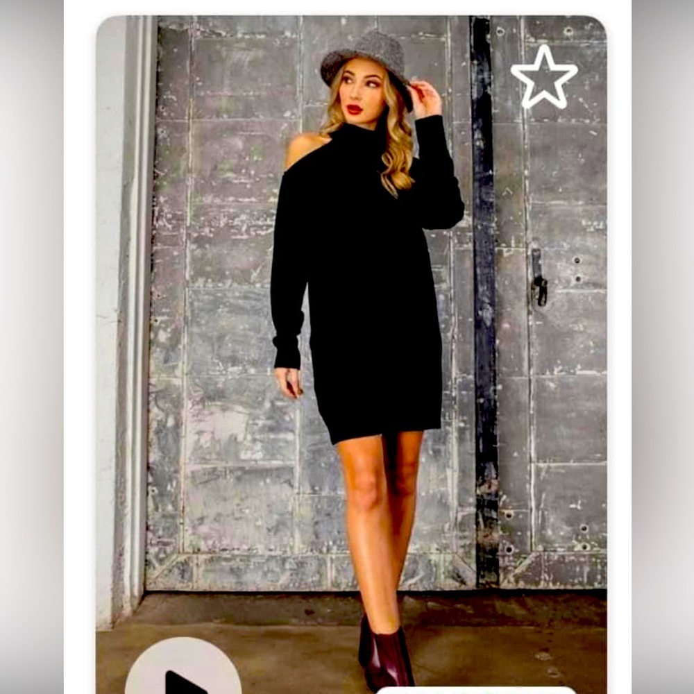 Ee:some one shoulder tunic sweater/dress M